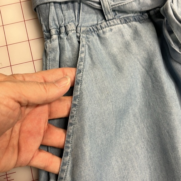 THREAD & SUPPLY Paper Bag Belt Waist Wide Leg Slouch Beach Demin Chambray pant S - Picture 5 of 16